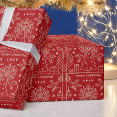 ビジネス会社のロゴメリークリスマスレッド金ゴールドアート ラッピングペーパー