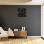 ビジネス会社のロゴ黒金ゴールド角壁時計 スクエア壁時計