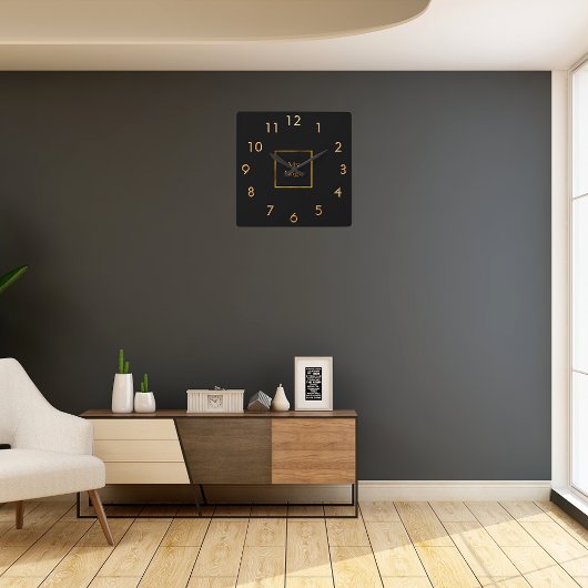 ビジネス会社のロゴ黒金ゴールド角壁時計 スクエア壁時計