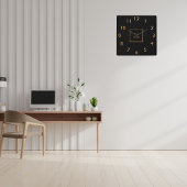 ビジネス会社のロゴ黒金ゴールド角壁時計 スクエア壁時計