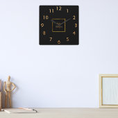 ビジネス会社のロゴ黒金ゴールド角壁時計 スクエア壁時計