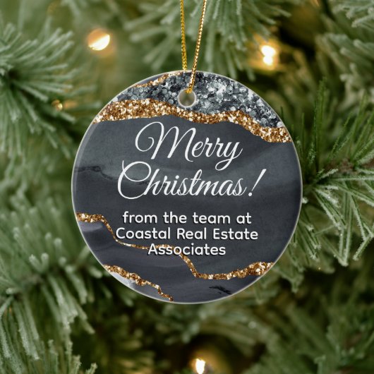 ビジネス会社の企業の金ゴールドブラックプロモーション セラミックオーナメント (ツリー)