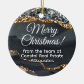 ビジネス会社の企業の金ゴールドブラックプロモーション セラミックオーナメント (正面)