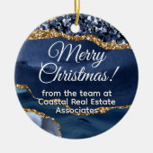 ビジネス会社の企業の金ゴールドブループロモーション セラミックオーナメント (正面)