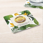 ビジネス会社ロゴプロモーションブランドのカスタム スクエアペーパーコースター (アングル)