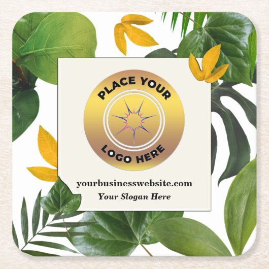 ビジネス会社ロゴプロモーションブランドのカスタム スクエアペーパーコースター (正面)