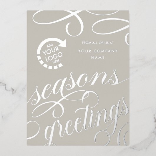ビジネス会社YOUR LOGO Foilホリデーポストカード 箔シーズンポストカード (正面)