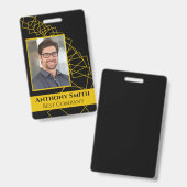 ビジネス会議IDバッジ黒と金ゴールド バッジ (正面＆裏面)