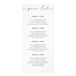ビジネス価格ガイド |シンプル |写真家 ラックカード