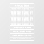 ビジネス価格リストと情報 ウィンドウサイン (シート)