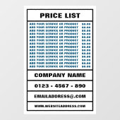 ビジネス価格リストと情報 ウィンドウサイン (シート)