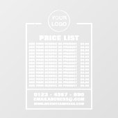 ビジネス価格リスト、情報とロゴ ウィンドウサイン (シート)