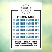 ビジネス価格リスト、情報とロゴ ウィンドウサイン (シート3)