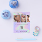 ビジネス促進美しいヘアサロンホログラフィック チラシ (シングル)