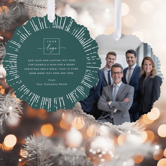ビジネス写真のロゴ松の緑メリークリスマス オーナメントカード