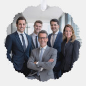 ビジネス写真のロゴ松の緑メリークリスマス オーナメントカード (裏面)