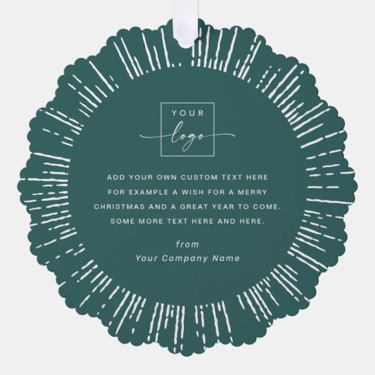 ビジネス写真のロゴ松の緑メリークリスマス オーナメントカード (正面)