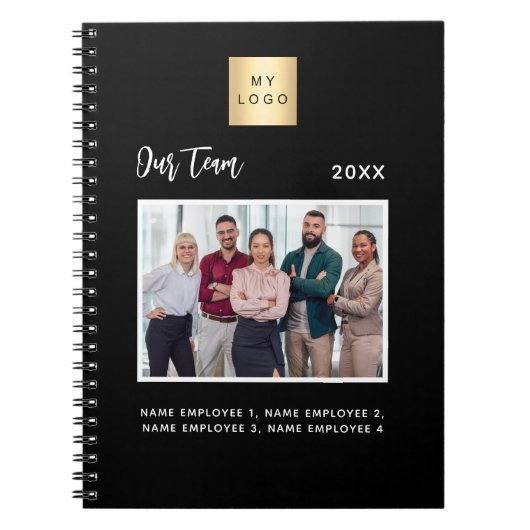 ビジネス写真チームメンバーの名前黒 ノートブック (正面)