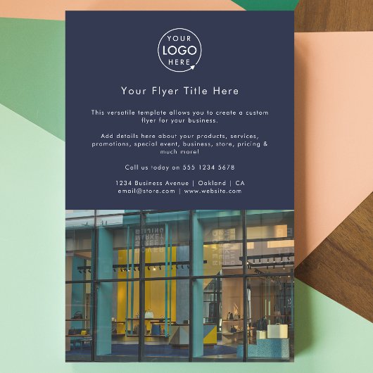 ビジネス写真フライヤー | ネイビーブルーのマーケティングフライヤー チラシ