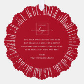 ビジネス写真ロゴ深い赤メリークリスマス オーナメントカード (正面)