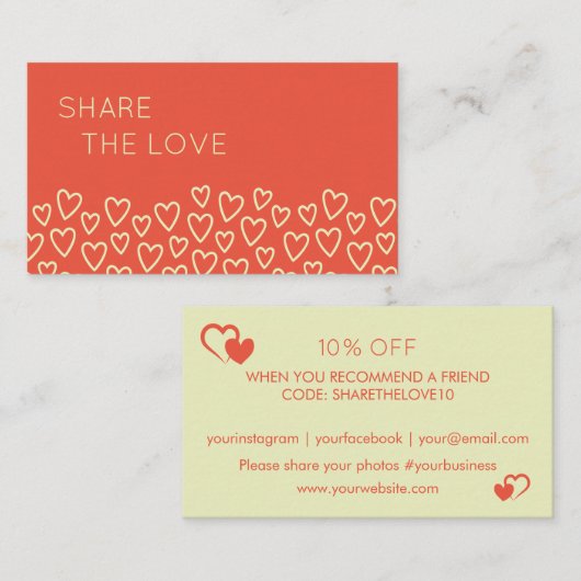 ビジネス割引バレンタインハート 名刺 (正面/裏面)