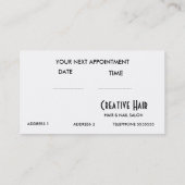 ビジネス及びアポイントメントカード 予約カード (裏面)