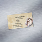 ビジネス名かわいい水色フクロウ鳥の野生動物 マグネット名刺 (インサイチュ)