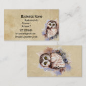 ビジネス名かわいい水色フクロウ鳥の野生動物 名刺 (正面/裏面)