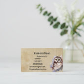 ビジネス名かわいい水色フクロウ鳥の野生動物 名刺 (スタンド正面)