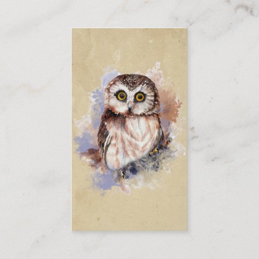 ビジネス名かわいい水色フクロウ鳥の野生動物 名刺 (裏面)