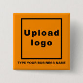 ビジネス名とロゴのオレンジ色の四角ボタン 缶バッジ (正面)