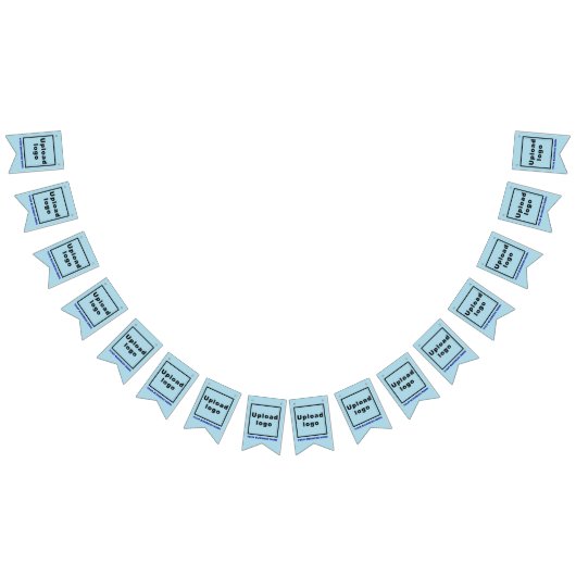 ビジネス名とロゴを淡い青でアゲハチョウ バンティングフラッグ (全)