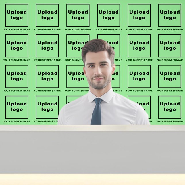 ビジネス名とロゴを薄緑に表示 壁紙 (Business name and logo on light green wallpaper)