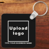 ビジネス名とロゴブラックスクエアキーチェーン キーホルダー (裏面)