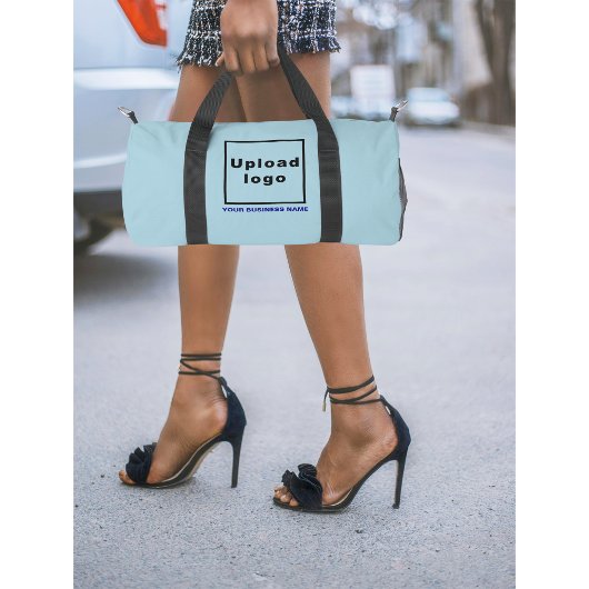 ビジネス名とロゴ付き小水色 ダッフルバッグ