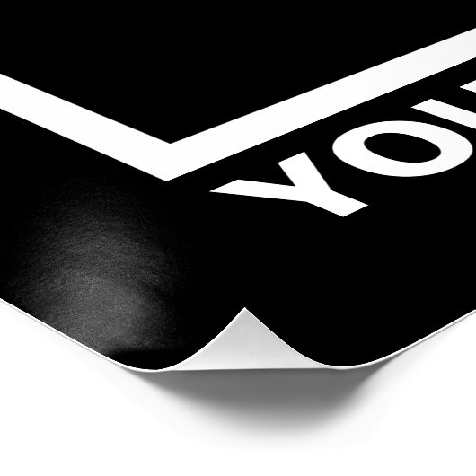 ビジネス名とロゴ付き黒い正方形の光沢 ポスター (コーナー)