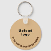 ビジネス名とロゴ、ライトブラウンラウンドアルミニウム キーホルダー (正面)
