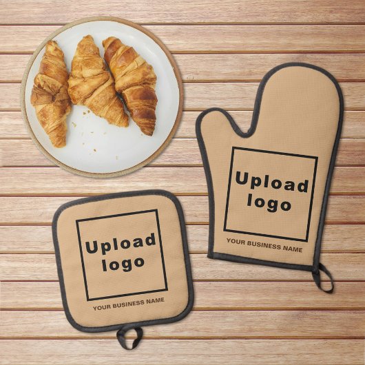 ビジネス名とロゴ(ライトブラウン) 鍋つかみ&鍋敷きセット