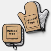 ビジネス名とロゴ(ライトブラウン) 鍋つかみ&鍋敷きセット (正面/裏面)