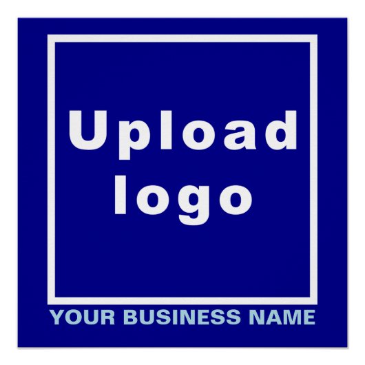 ビジネス名とロゴ（青色の正方形の光沢） ポスター (正面)