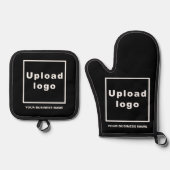 ビジネス名とロゴ（黒） 鍋つかみ&鍋敷きセット (正面)