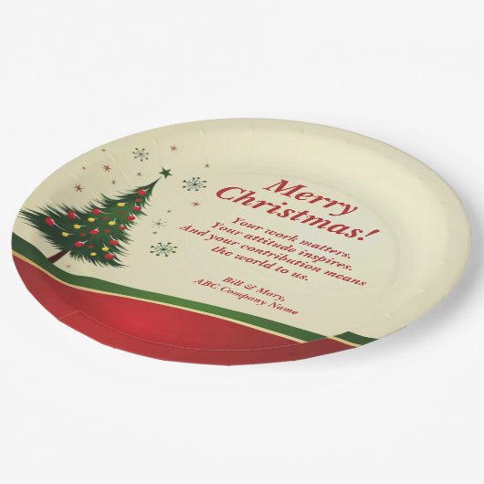ビジネス名またはグループ名メッセージクリスマスパーティー9" ペーパープレート (アングル)
