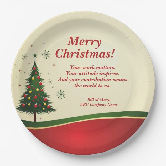 ビジネス名またはグループ名メッセージクリスマスパーティー9" ペーパープレート (正面)