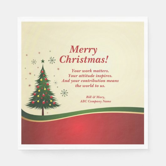 ビジネス名またはグループ名メッセージクリスマスパーティー スタンダードランチョンナプキン (正面)