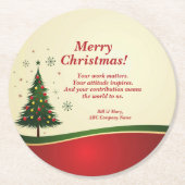 ビジネス名またはグループ名メッセージクリスマスパーティー ラウンドペーパーコースター (正面)