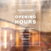 ビジネス名を付けたホワイトミニマリストの営業時間 ウィンドウサイン (シート2)
