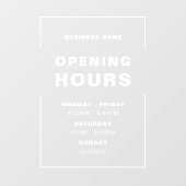 ビジネス名を付けたホワイトミニマリストの営業時間 ウィンドウサイン (シート)