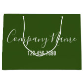 ビジネス名グリーンおよびホワイトスクリプトの電話番号 ラージペーパーバッグ (正面)