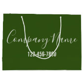ビジネス名グリーンおよびホワイトスクリプトの電話番号 ラージペーパーバッグ (裏面)