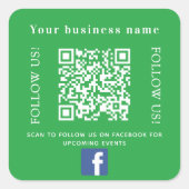 ビジネス名グリーンqrコードFacebook スクエアシール (正面)